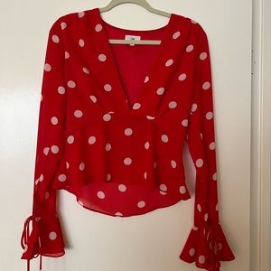 LPA red and white polka dot blouse